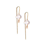 Boucles d’oreilles pendantes en or rose 18 carats et améthystes lilas, longueur 3 cm