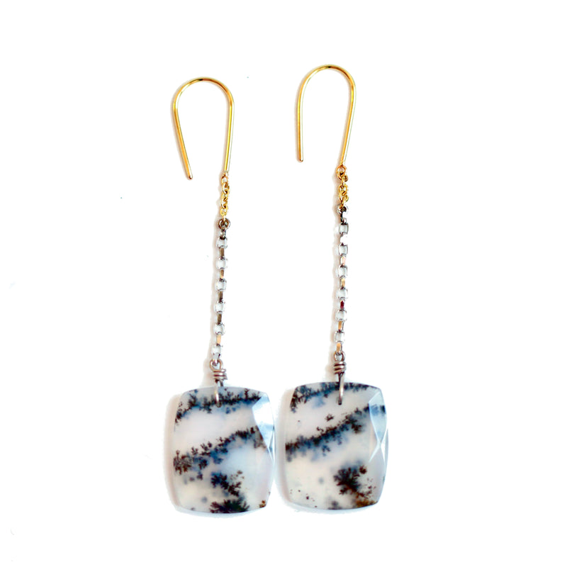 BOUCLES D'OREILLES CHAINES AGATES PAYSAGES