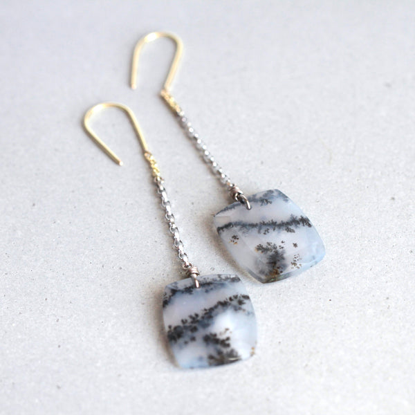 BOUCLES D'OREILLES CHAINES AGATES PAYSAGES