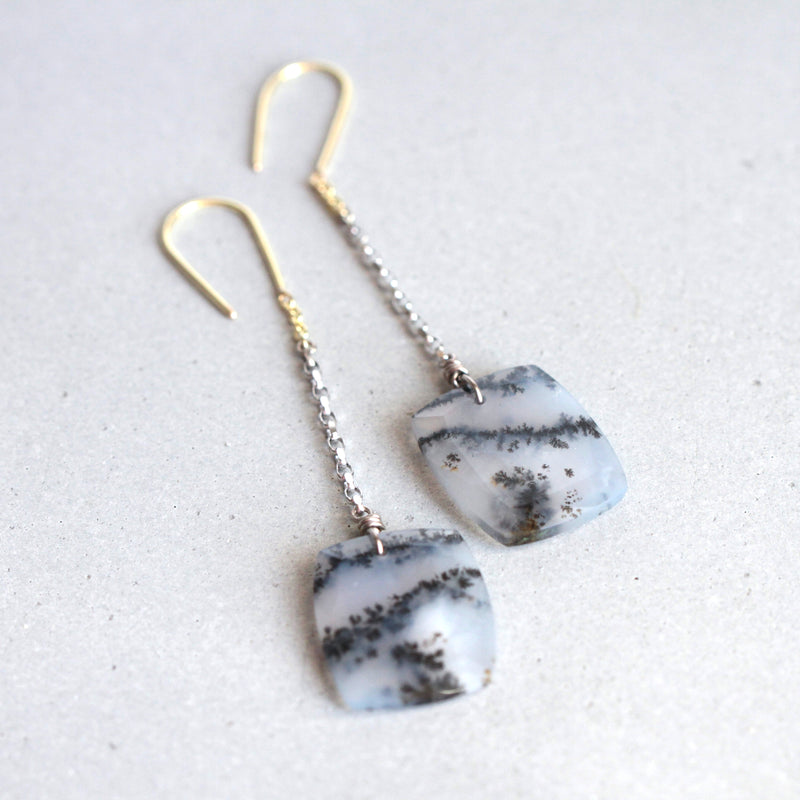 BOUCLES D'OREILLES CHAINES AGATES PAYSAGES