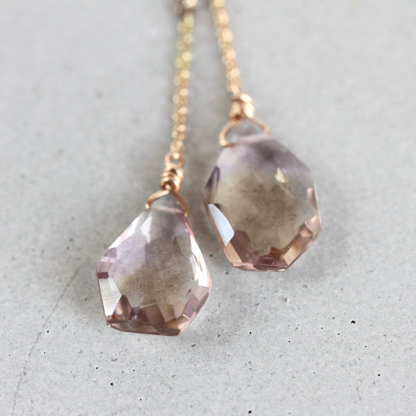 BOUCLES D'OREILLES CHAINES AMÉTRINES