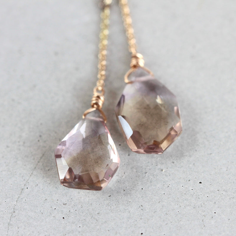 BOUCLES D'OREILLES CHAINES AMÉTRINES