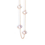 Sautoir en or rose 18 carats et améthystes lilas, longueur 68 cm