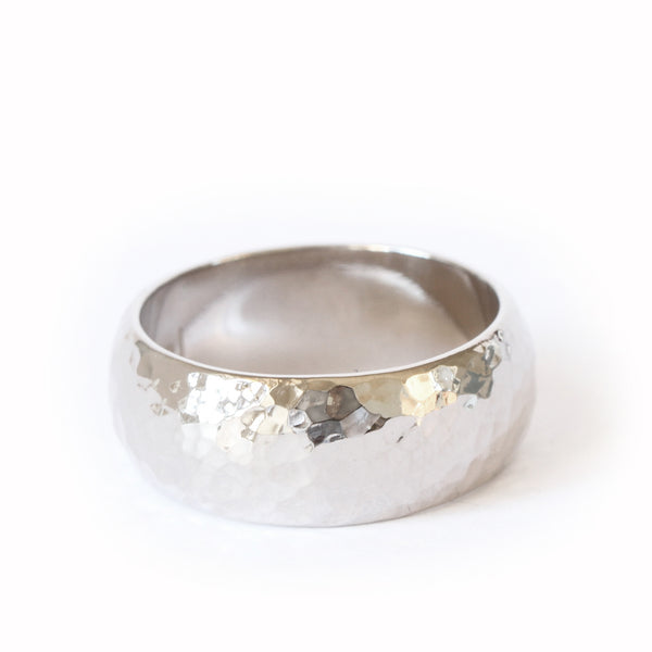 WEDDING BAND 5 MM MEN HALF RING 18 CT GOLD