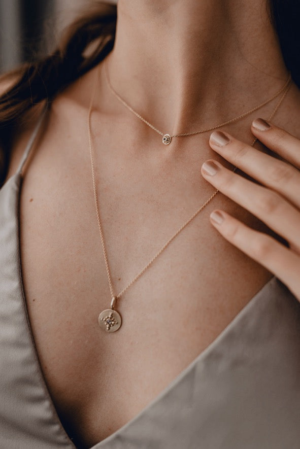 18 CT GOLD MINI DUNE NECKLACE AND GRANULATION DETAILS