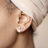 BOUCLE D'OREILLE 4 PERLES OR 18 CT