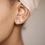 MINI LUNA DIAMOND AND 18 CT GOLD EAR STUDS